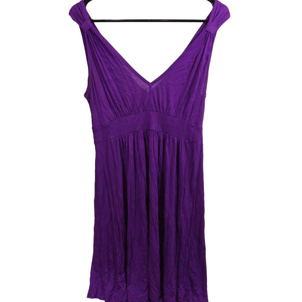 H&M Mini Dress 10 Womens Empire Waist V-Neck Sleeveless Viscose Purple‎